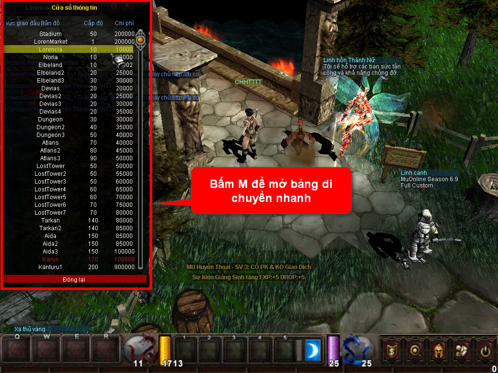 Chức năng chính của Game MU Thiên Thần